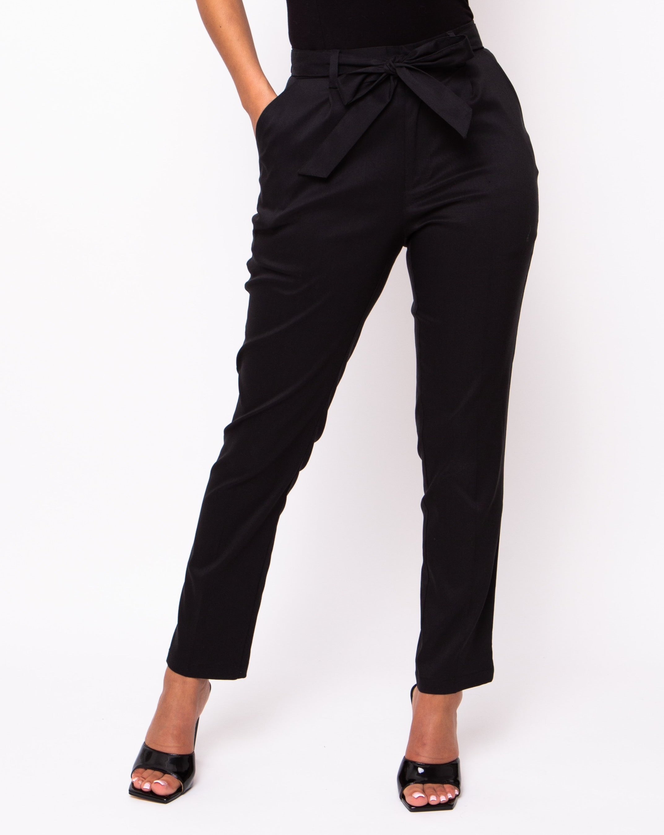 Cosmopolitan Waist Tie-Belt Trousers