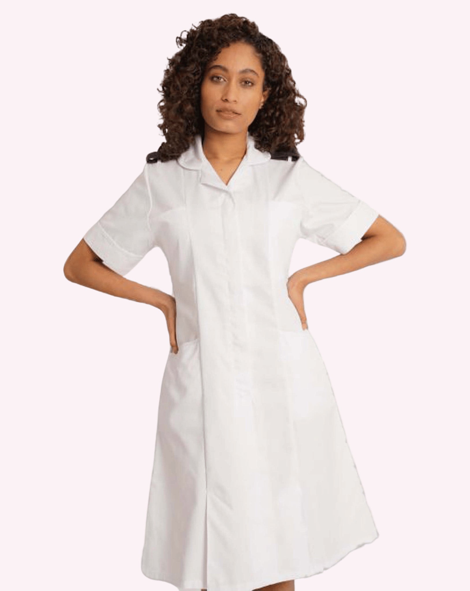 Ladies Classic Healthcare Dress With Epaulette Loops