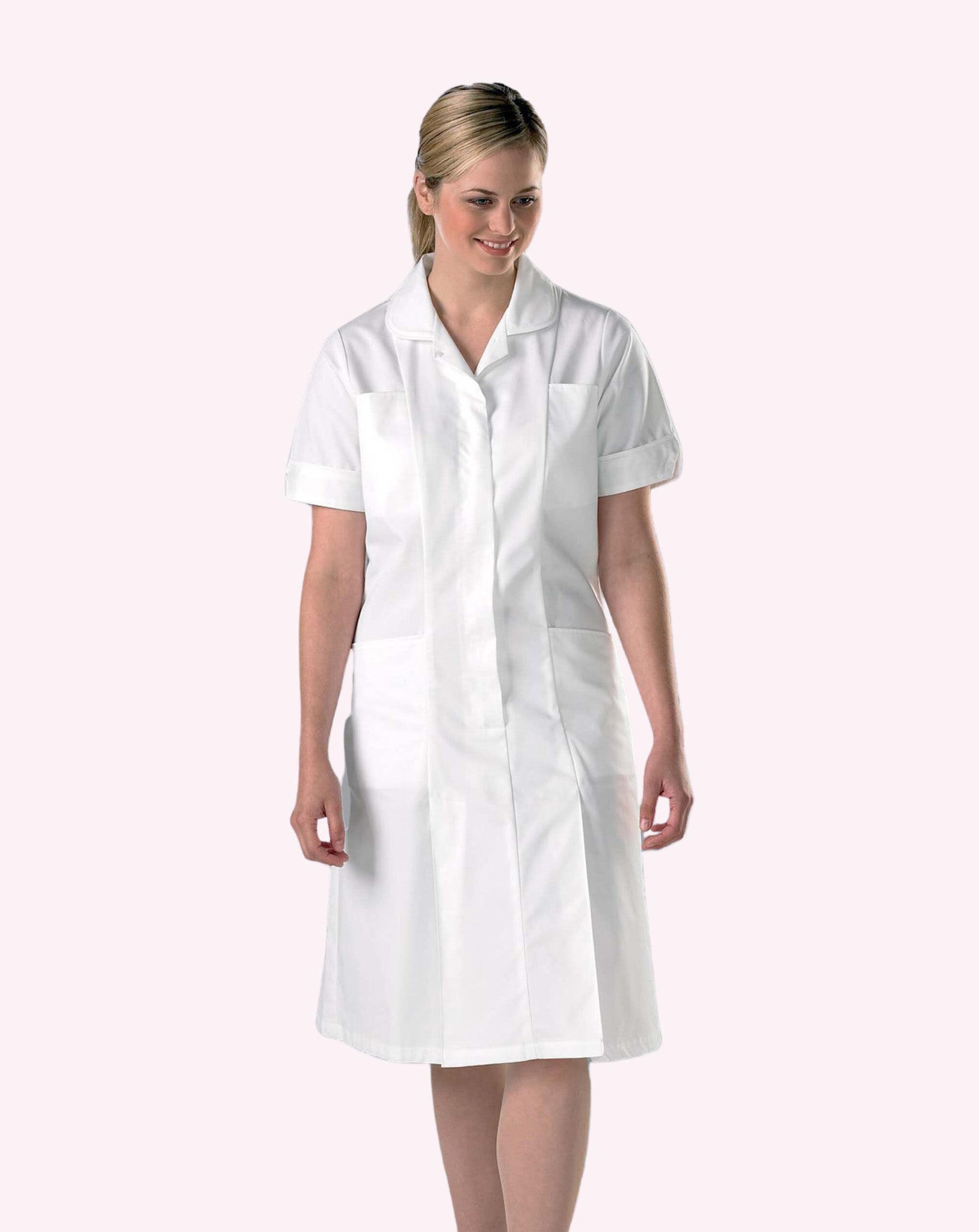 Halton Classic Collar Healthcare Dress - White / White