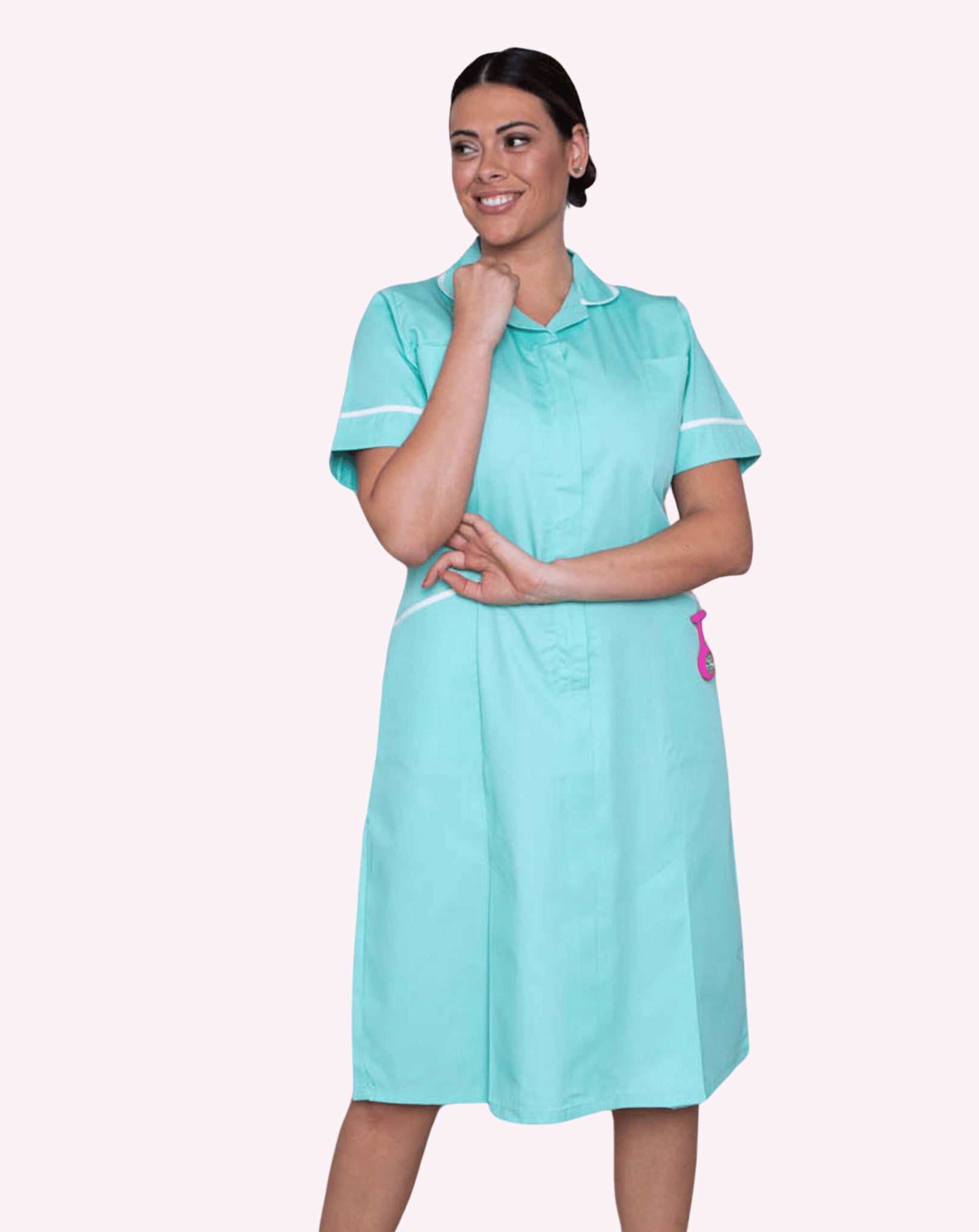 Hartford Classic Healthcare Dress - Eau de Nil / White