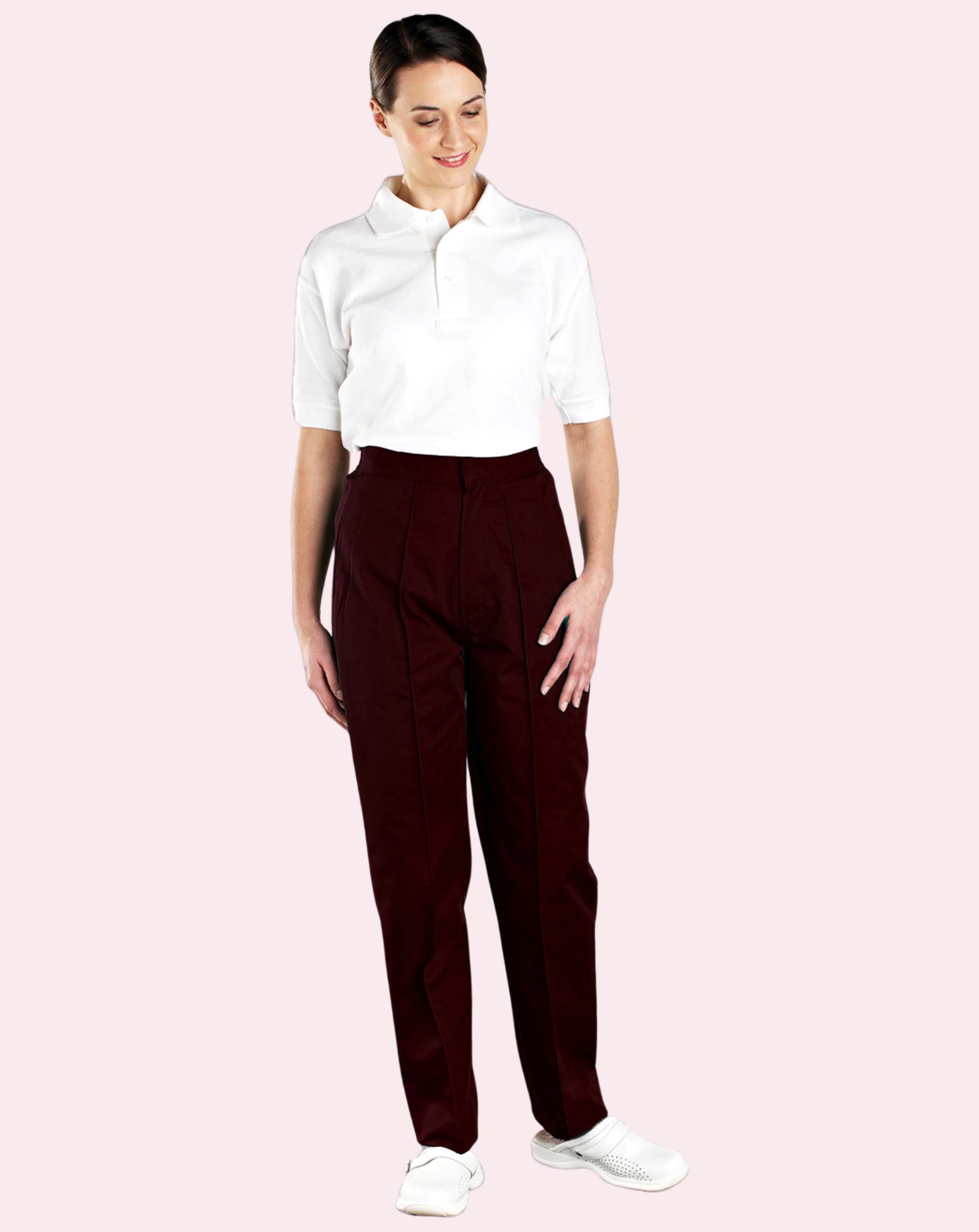 Women's Back Elasticated Trousers - Burgundy