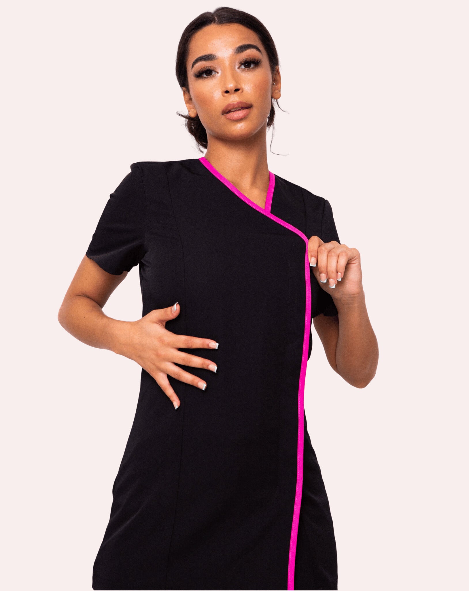 Charm Asymmetric Tunic - Black / Hot Pink