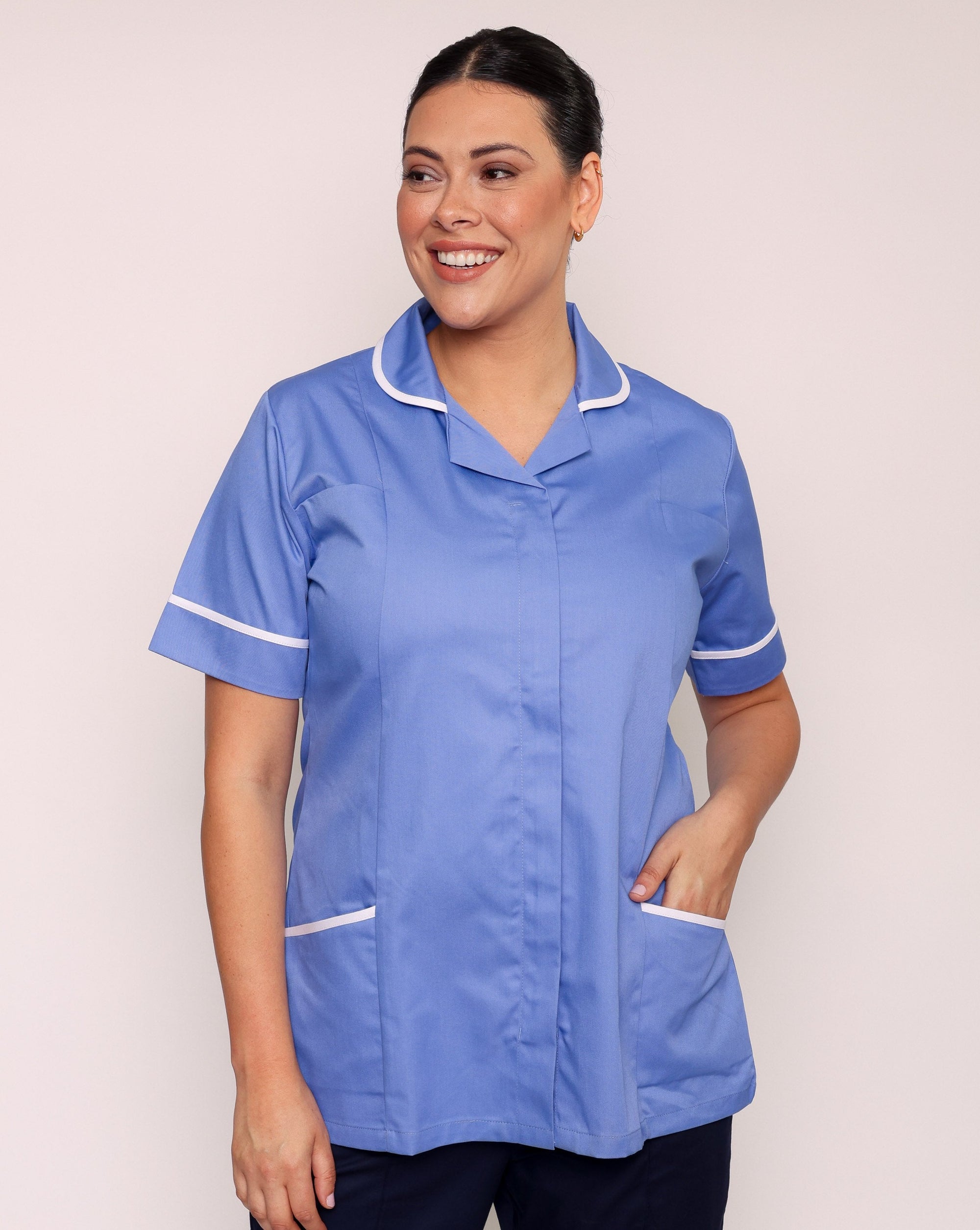 Alcott White with Trim Healthcare Tunic | Uniforms4Healthcare