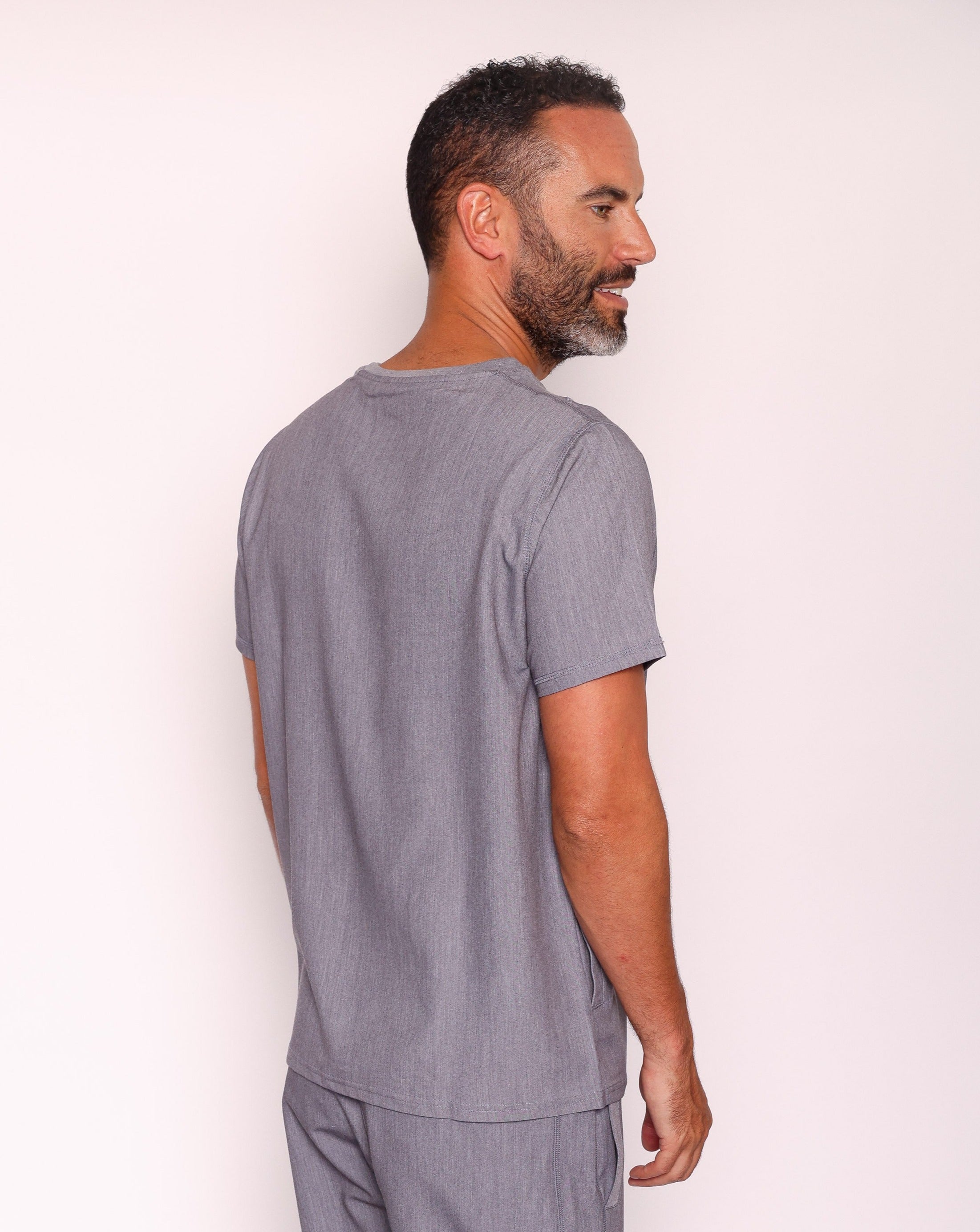 Miles One Pocket Scrub Top - Charcoal Grey