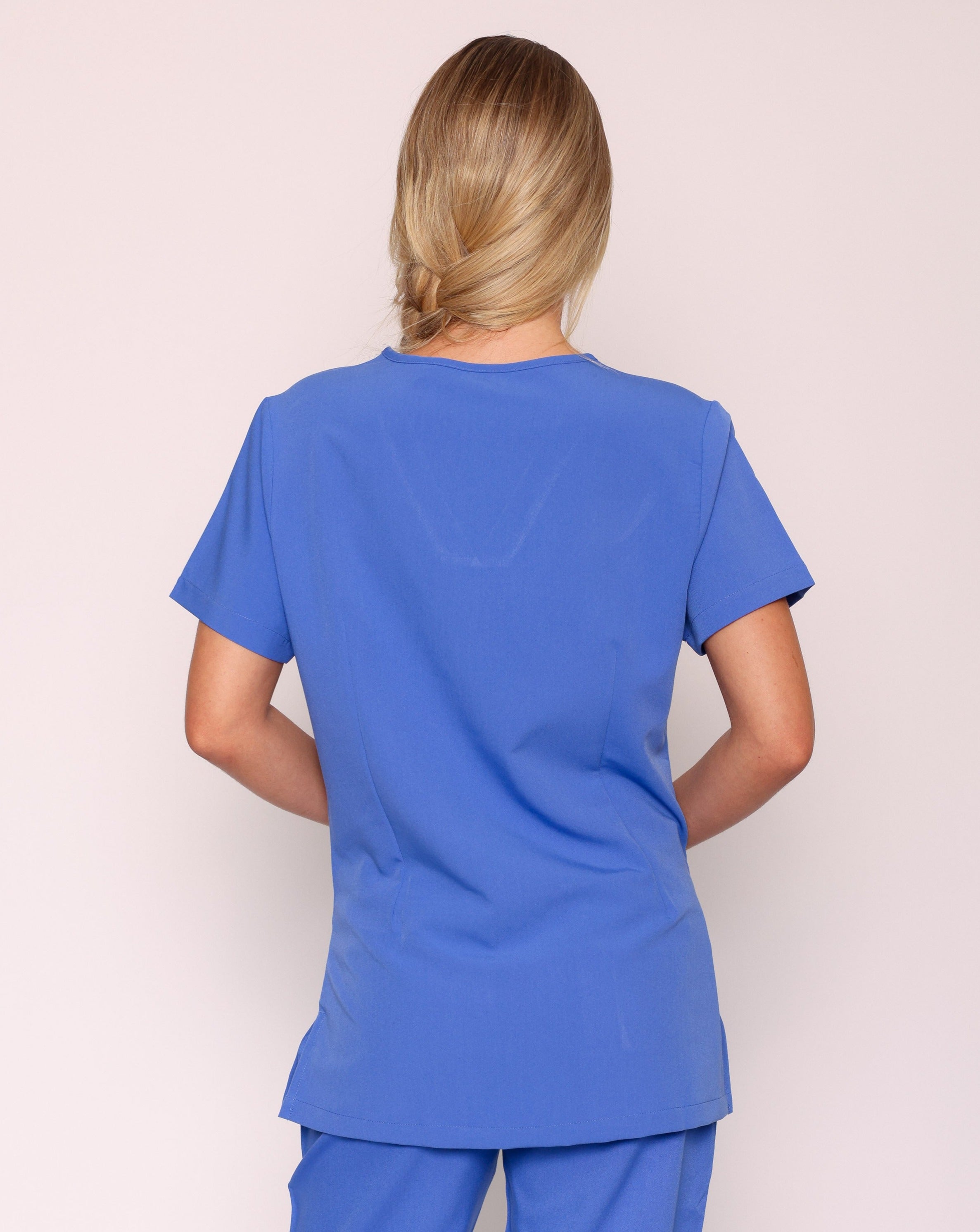 Ari Long Length Scrub Top - Ciel Blue