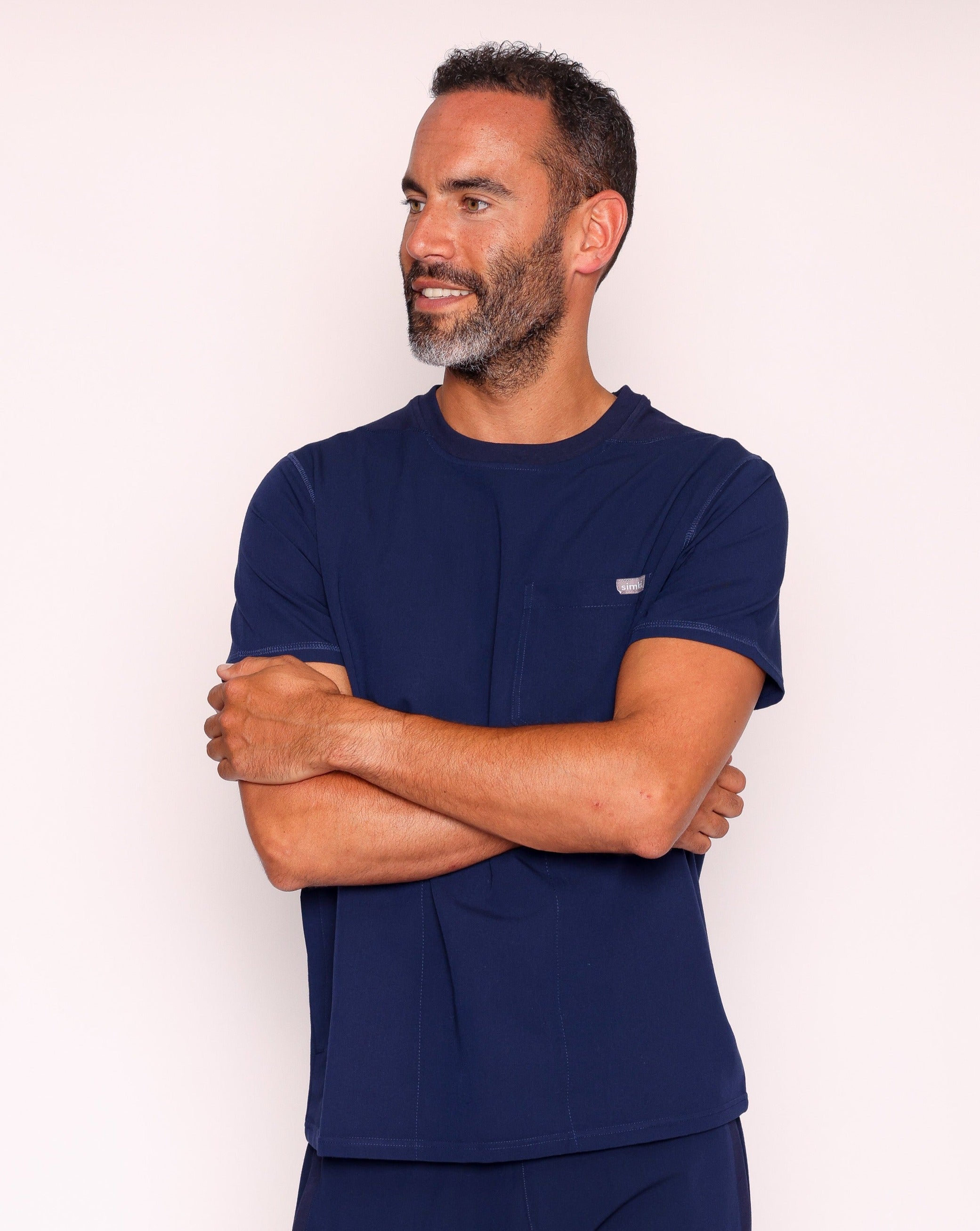 Miles One Pocket Scrub Top - Navy