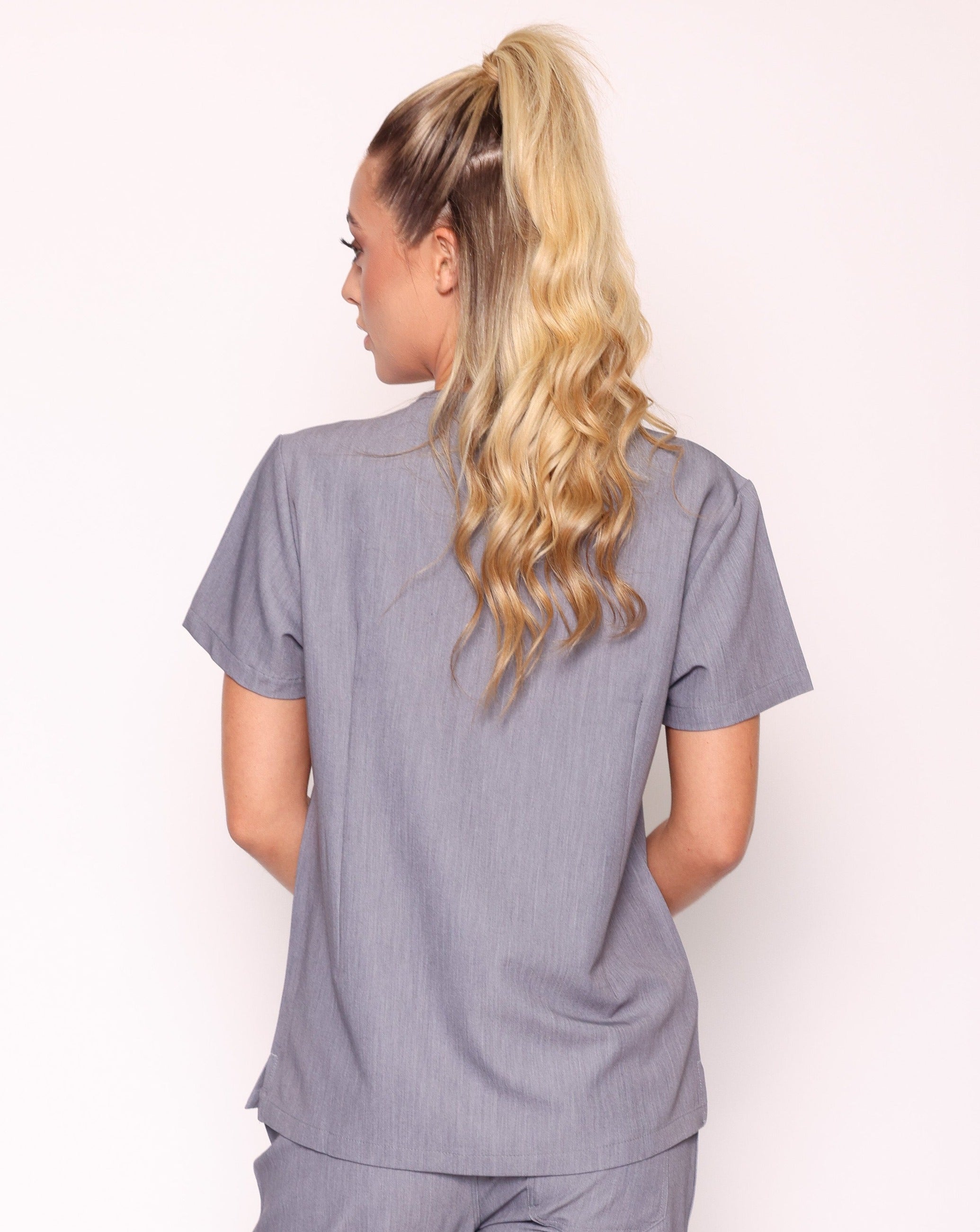 Nova Modern Scrub Top - Charcoal Grey