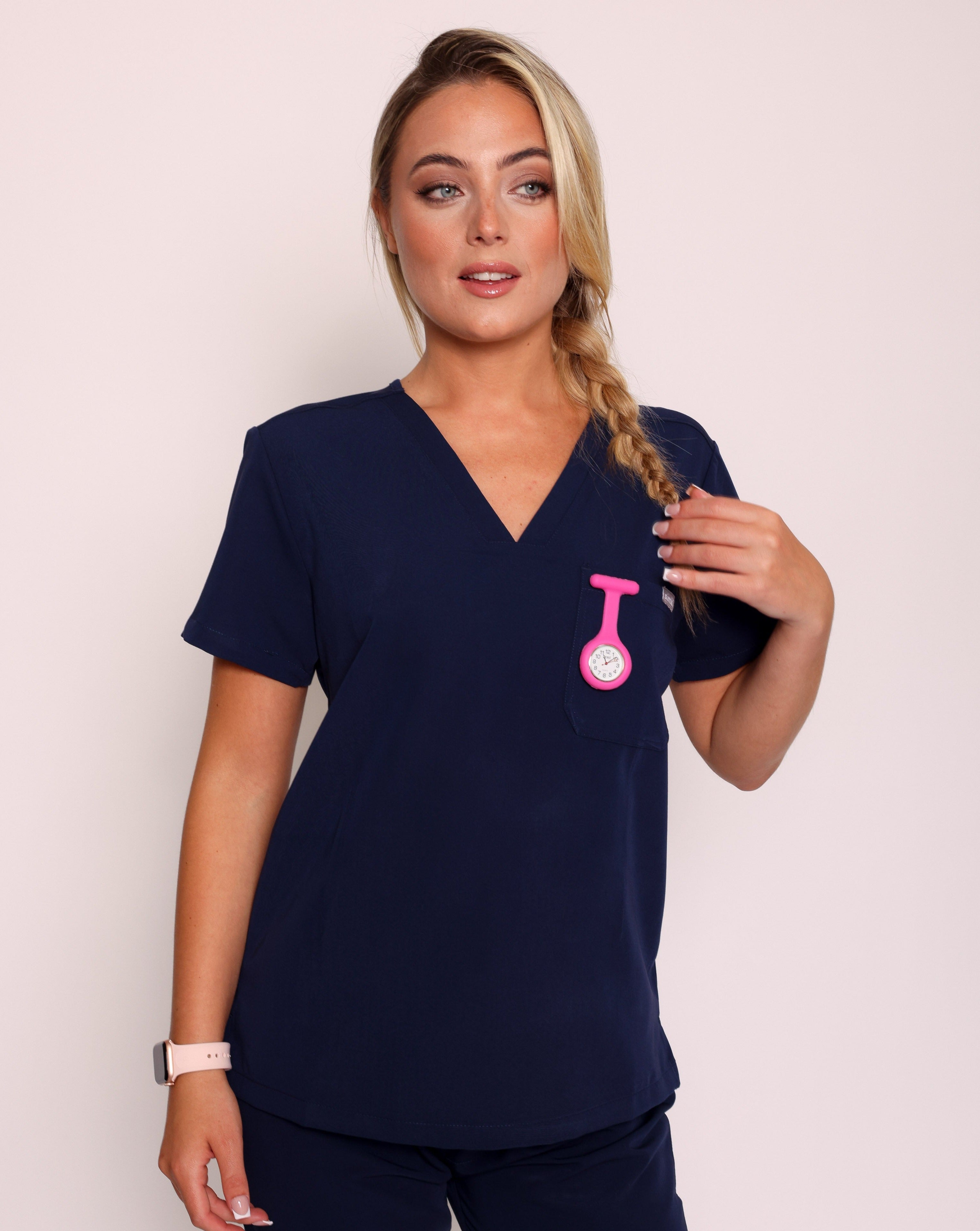 Nova Modern Scrub Top - Navy