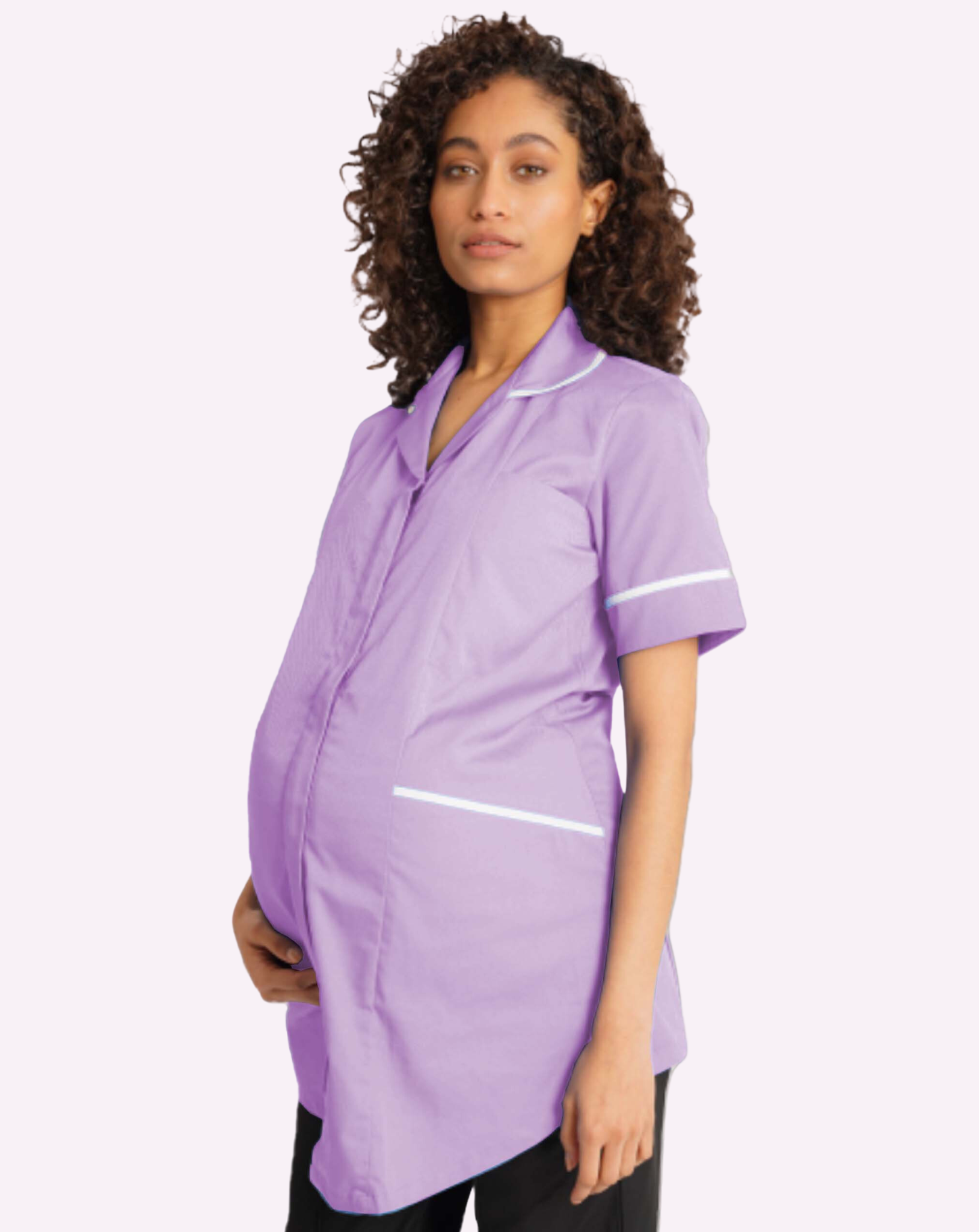 Erin Maternity Healthcare Tunic - Lilac / White