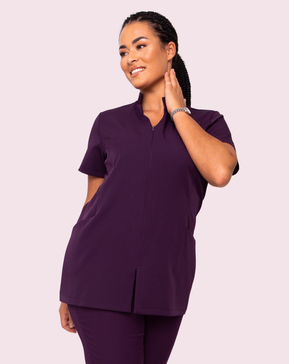 Allure Purple Therapist Uniform Tunic with Pockets | Plus Size Beauty ...